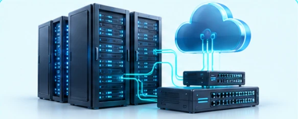 IT infrastructure and cloud illustration